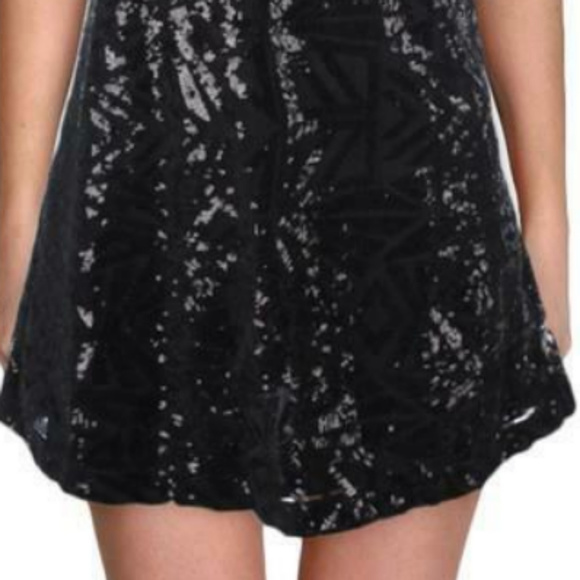 Aqua Black Sequin Spaghetti Strap Party Dress - Picture 4 of 5